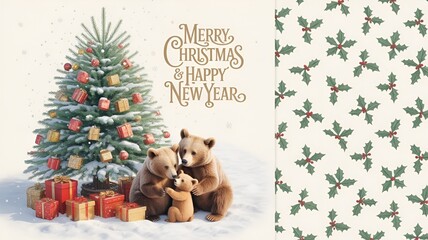 christmas greeting card with bear,christmas greeting card with bear,
cuddly teddy bear smiling,
snowy winter background,
red scarf wrapped warmly,
twinkling stars above,
festive holiday wishes,