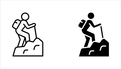 Hiking line icon set. Simple outline style. Activity, nature, trekking, walk, adventure concept, vector illustration on white background