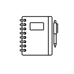 Notebook Icon – Spiral Diary Journal with Pen Symbol for Writing, Study, and Office Use