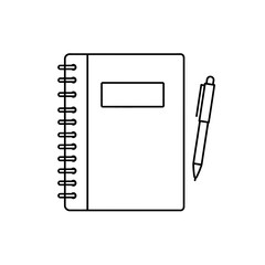 Notebook Icon – Spiral Diary Journal with Pen Symbol for Writing, Study, and Office Use