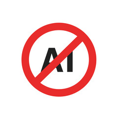 No AI Icon &ndash; Anti Artificial Intelligence Symbol for Ban, Restriction, and Technology Warning
