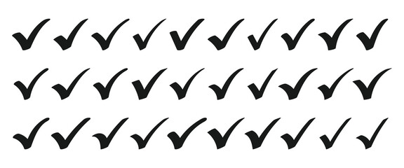 Black check mark icon set. Tick symbol, tick icon vector illustration on white background