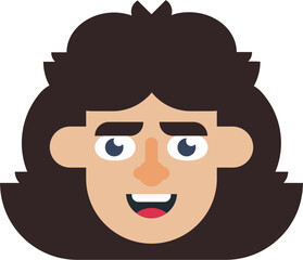 Cartoon Woman with Curly Hair