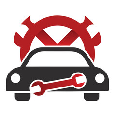 Car Repair Service Flat Vector Icon with Wrench Symbol for Auto Mechanic, Vehicle Maintenance, and Garage Apps, Isolated on White Background.

