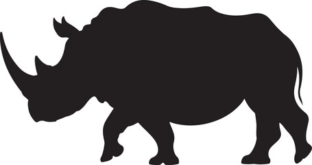 Bold Rhinoceros Silhouette Vector  Powerful Black Rhino Profile Illustration
