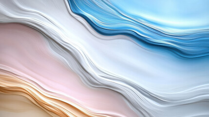 Obraz premium Abstract swirl paint creates vibrant liquid pattern with flowing colors of blue, white, and pink
