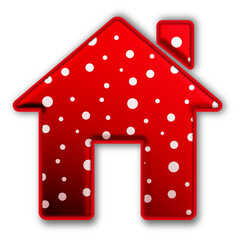 Christmas Red Dotted Home Icon glossy 3D festive holiday winter decoration shiny real estate symbol for celebration poster sticker background