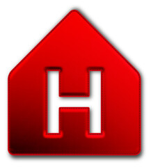 Christmas Red Hotel Icon glossy 3D festive holiday winter decoration shiny accommodation building symbol for celebration poster sticker background