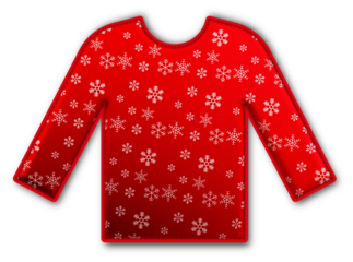 Christmas Red Sweater Icon glossy 3D festive holiday winter decoration shiny clothes fashion symbol for celebration poster sticker background