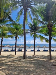 Tranquil Coastal Morning with Deep Blue and Orange Sky