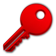 Christmas Red Key Icon glossy 3D festive holiday winter decoration shiny access solution symbol for celebration poster sticker background