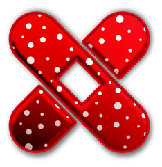 Christmas Red Bandage Icon glossy 3D festive holiday winter decoration shiny medical plaster symbol for celebration poster sticker background