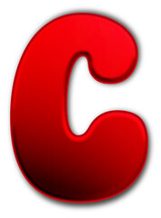 Christmas Red Letter C Icon glossy 3D festive holiday winter decoration shiny alphabet symbol for celebration poster sticker background