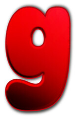 Christmas Red Lowercase Letter g Icon glossy 3D festive holiday winter decoration shiny alphabet symbol for celebration poster sticker background