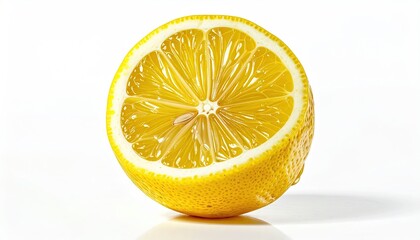 Half Cut Juicy Lemon Isolated Against White Background With Bright Studio Lighting