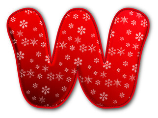 Christmas Red Letter W Icon glossy 3D festive holiday winter decoration shiny alphabet symbol for celebration poster sticker background