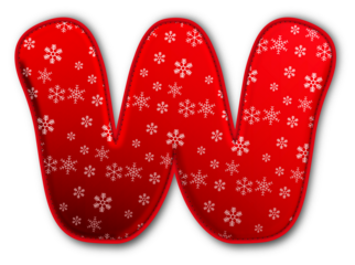 Christmas Red Letter W Icon glossy 3D festive holiday winter decoration shiny alphabet symbol for celebration poster sticker background