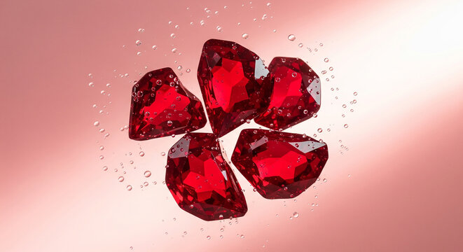 A cluster of beautiful, sparkling red ruby gemstones, a perfect image for luxury, jewelry, wealth, and precious stones