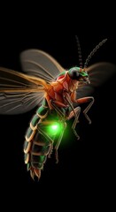 Fototapeta premium Explore the beauty of fireflies: captivating close up of a glowing insect in flight