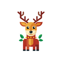 Reindeer Icon | Flat Christmas and Holiday Symbol Design