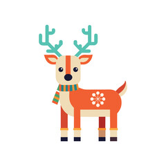 Reindeer Icon | Flat Christmas and Holiday Symbol Design
