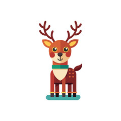 Reindeer Icon | Flat Christmas and Holiday Symbol Design
