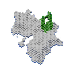 ハニカム構造状の滋賀県の立体地図