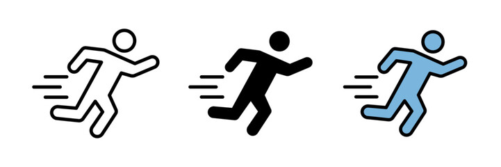 Man fast run icon vector design illustration stroke, filled and colored.