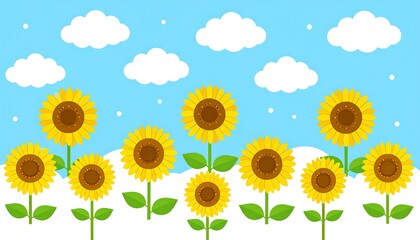 Cute Sunflowers Snowy Field Under