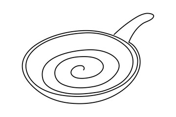 Frying pan one line art, hand-drawn kitchenware continuous drawing contour. Teflon non-stick cookware, cooking utensils food preparation home-cooked cuisine outline minimalist symbol. Editable stroke.