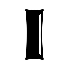 Abstract black shape on a white background that looks like the letter I