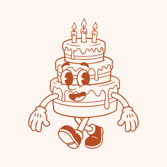 Funny Cartoon Birthday Cake Character Illustration Design
