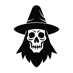 witch skull silhouette vector illustration