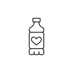 Plastic bottle and heart. Trusted packaging. Pixel perfect, editable stroke vector icon