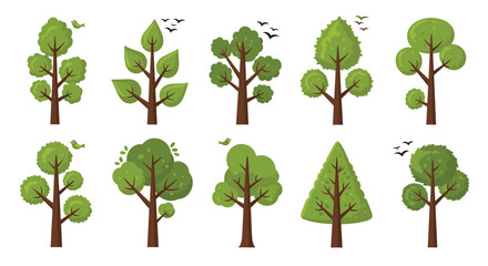 Fototapeta premium A vibrant collection of pixel art trees in various shapes and sizes.