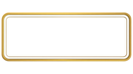 Blank Gold Rectangular Frame with White Background