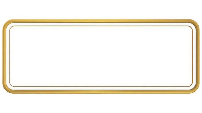 Blank Gold Rectangular Frame with White Background