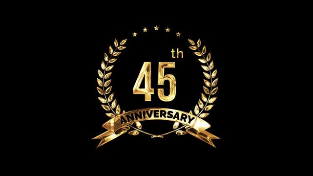 45th Anniversary Celebration. Golden 45 Year Anniversary Animation