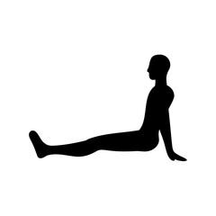 Silhouette of a person sitting with legs extended and hands on floor