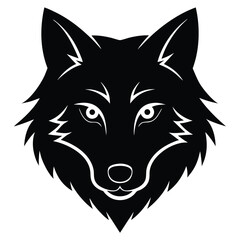 black wolf head silhouette vector illustration