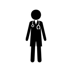 Icon illustration of a doctor in full medical attire with stethoscope