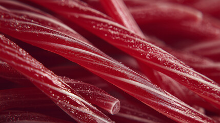 Red licorice candy sticks, sweet candy and snack sugar. High quality 4k footage