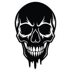 bloody skull head silhouette vector illustration