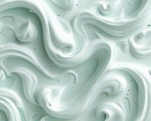 Obraz premium Abstract swirl of mint-green paste, glossy, smooth, with small dark flecks