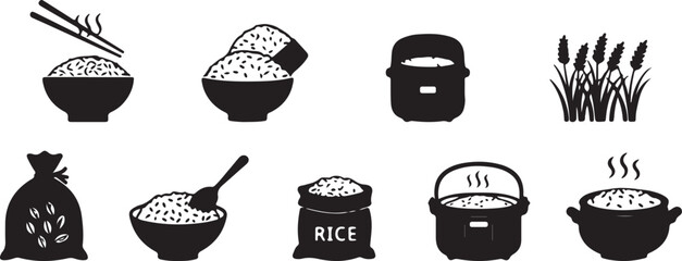 food bowl clipart, kitchen utensil icons, cooking pot illustration, rice bowl vector, kitchenware silhouette set, black white food clipart, printable kitchen symbols, culinary icon pack, cooking illus