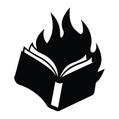 burning book silhouette vector illustration