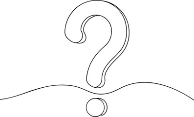 Continuous Line Art Question Mark on White Background