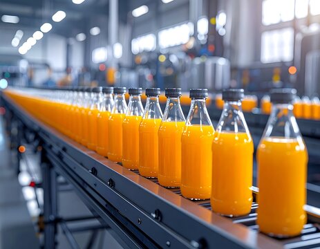 Orange Juice Bottling Factory Line.