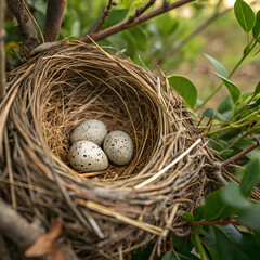 the birds nest is made of dry straw and dry leaves