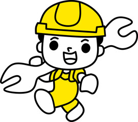 Technician with helmet